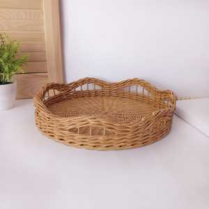 Bandeja de Servir Decorativa de Mimbre Bohemio con Borde Festoneado, Tejida a Mano, Apta para Lavavajillas, para Organización del Hogar, Venta al Por Mayor - Product Image 1
