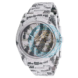 Premium Quality Moissanite Diamond Watch Fully Iced Out Design Fashion Luxury <b>Wristwatch</b> with Precision Available At Best Price - Product Image 1