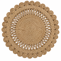 Star Hometex Handgeflochtener Jute-Teppich Naturfaser Rechteckig Modernes Geometrisches Muster Waschbar Flachfloriger Schlafzimmer-Bodenteppich