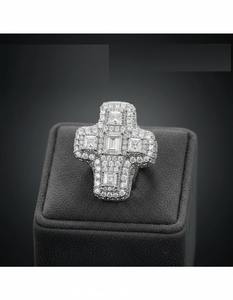 Hip Hop Cross <b>Ring</b> 10K 14K Gold Finish Luxury Religious Statement Jewelry <b>Ring</b> <b>Iced</b> Out Diamond Look 925 Sterling Silver - Product Image 3