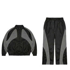 Wholesales Custom Logo Grey Black High Quality Men's Nylon <b>Wind</b> <b>Breaker</b> Trousers Sets For Summer Wear Men Set Streetwear Jackets - Product Image 1