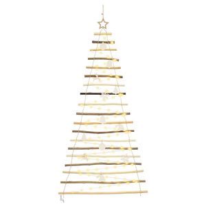 Sapin de Noël en bois de frêne massif de 70,9 pouces avec 100 LED, lumières de Noël naturelles - Product Image 2