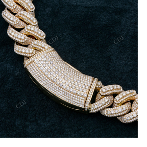 Cadena cubana Miami de 22 mm y 20 pulgadas, venta al por mayor de fábrica, plata de ley 925 chapada en oro, collares con incrustaciones de moissanita VVS, unisex, para fiestas y estilo urbano - Product Image 3