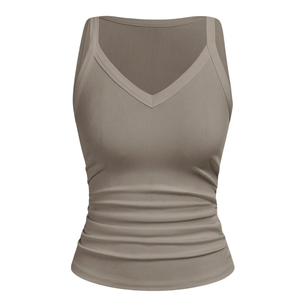 Women's Solid Ribbed V-Neck Slim Fit Breathable Stretch Tank <b>Top</b> Sleeveless Soft Knit Casual Summer <b>Camisole</b> <b>Red</b> - Product Image 3