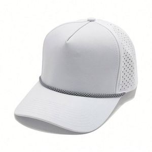 Casquette de baseball d'extérieur à séchage rapide en maille laser, 5 panneaux, style camionneur avec cordon - Product Image 6