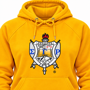 เสื้อฮู้ด Sigma Gamma Rho สีทอง ผ้าฟลีซพรีเมียม ปักลายตราสัญลักษณ์ปี 1922 กระเป๋าจิงโจ้ เสื้อสเวตเชิ้ตลำลองสำหรับชมรมนักศึกษากรีก - Product Image 5