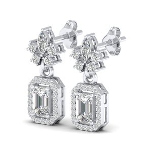 REYES Original Design 14K Solid Gold 1.85 Carat Lab Grown Diamond Screw <b>Back</b> <b>Drop</b> Earrings For Women Handmade Fine Jewelry - Product Image 3