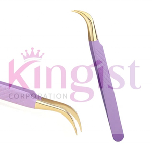 Ensemble de pinces à extensions de cils en acier inoxydable personnalisées avec étiquette privée, pointe pointue, prise diamantée à 90 degrés - Product Image 3