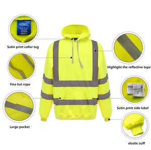 Ropa de Trabajo de Seguridad Reflectante de Alta Calidad, Sudadera con Capucha de Alta Visibilidad para Hombre, Cremallera de Seguridad, Manga Larga, Impermeable, Última Llegada, Sudaderas con Capucha de Alta Visibilidad - Product Image 5