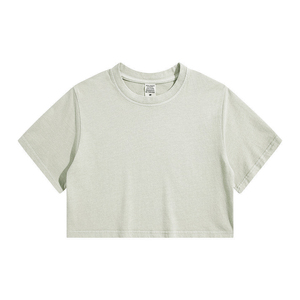 เสื้อยืดครอปสีม่วงสำหรับผู้หญิง คอกลม แขนสั้น สีพื้น ลำลอง ผ้าถัก ทรงหลวม ฤดูใบไม้ผลิ ฤดูร้อน - Product Image 6
