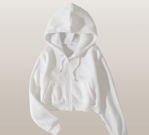 เสื้อฮู้ดครอปซิปยาวสำหรับผู้หญิง ผ้าฟลีซ แขนยาว สไตล์ยุค 90s มีเชือกผูก ปรับได้ ทรงหลวม ระบายอากาศได้ดี - Product Image 2