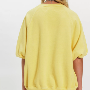 เสื้อสเวตเชิ้ตไหมพรมสีเหลืองทรงโอเวอร์ไซส์สำหรับผู้หญิง ดีไซน์ทันสมัย แขนทรงบอลลูน คอทรงโอ ลำลอง เหมาะสำหรับฤดูร้อน - Product Image 2