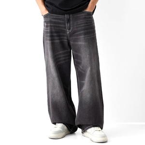 Jeans Casuales de Algodón, Estilo Urbano, Unisex, Extra Holgados, Rectos, Azules, de Pierna Ancha - Product Image 3