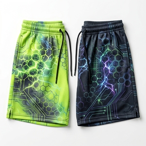 Shorts de sport pour hommes avec motif en nid d'abeille Cyberpunk, sublimation graphique, pour l'entraînement au basketball - Product Image 1