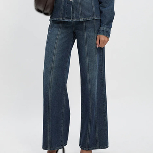 Jeans en denim droits pour femmes, style décontracté streetwear vintage avec nœud, vente en gros, fournisseur d'usine pour l'exportation, marché mondial - Product Image 3