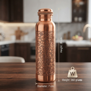 Eco Friendly Handcrafted Modern <b>Copper</b> <b>Bottle</b> Hammered 1 Liter Ayurvedic Health Drinkware Leak Proof Pure <b>Copper</b> from India - Product Image 6