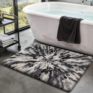 Abstract Cotton <b>Bath</b> <b>Mat</b> Rectangle Modern Non-Slip Thick Tufted <b>Black</b> <b>White</b> Home Use Absorbent Woven Technique for Hotels - Product Image 3