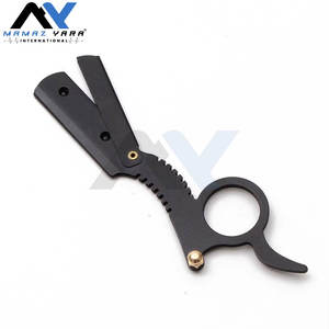 Navaja de Afeitar Clásica de Acero Inoxidable con Hoja Recta para Barbero, Ideal para Viajes y Uso Doméstico, Mecanismo de Fácil Reemplazo, Seis Cuchillas para el Cuidado de la Barba - Product Image 2