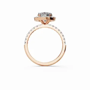 Radiance <b>Crown</b> Round Halo Lab Grown Diamond Engagement <b>Ring</b> in 18K Rose Gold Luxury IGI Certified for Women's Wholesale Export - Product Image 4