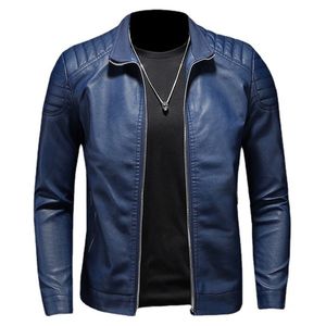 Men's Vintage Distressed Biker <b>Leather</b> <b>Jacket</b> with Front Logo Windproof Cafe Racer Motorcycle Style - Product Image 1
