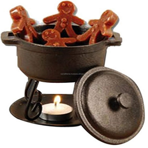 Custom OEM Cast Iron Mini Cauldron Wax Melter Tealight <b>Candle</b> Burner with Trivet Stand Tart Warmer Bulk Supplier - Product Image 1