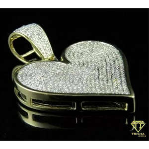Full Iced <b>Heart</b> Pendant <b>Necklace</b> VVS Lab Grown Diamonds Gold Finish 925 Sterling <b>Silver</b> Jewelry For Men - Product Image 4