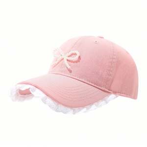 Gorras de Béisbol Deportivas para Mujer, con Borde de Encaje, Parte Superior Suave y Lazo de Perlas - Product Image 5