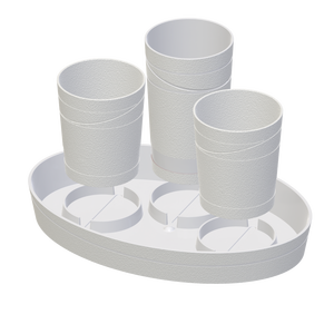 Ensemble d'affichage d'orchidées blanches et noires-NF108SSM Support à 3 tubes + plateau ovale pour orchidées de 3.5 pouces, idéal pour les mariages et la décoration au détail - Product Image 1