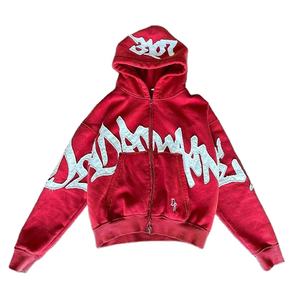 Venta al por mayor de peso pesado personalizado Logotipo de alta calidad grueso pesado francés Terry pulóver desgastado Sudadera con capucha de gran tamaño para hombres de gran tamaño - Product Image 3