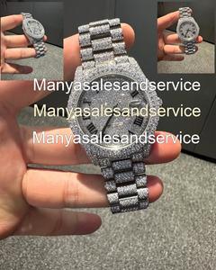 Moissanite Stainless Steel Glass Dial VVS Mens 38mm Automatic Bracelet Clasp 10 Bar Water Resistance <b>Case</b> Dual Tone Luxury <b>Watch</b> - Product Image 2