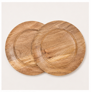 Plato de Madera de Mango Hecho a Mano de Primera Calidad con Borde Decorado, Bandeja Redonda Rústica para Servir, Ideal para Eventos de Boda y Decoración de Mesa en el Hogar - Product Image 4
