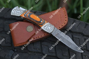 Cuchillo Plegable EDC de Acero de Damasco Forjado a Mano, Mango Ergonómico de Madera Pakka, Hoja de Punta Caída, Personalización ODM, Directo de Fábrica - Product Image 5