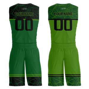 Custom Sublimated Basketball Jersey Teamname 00 Green Black V-Neck Sleeveless Moisture Wicking Mesh Uniform Adult Unisex - Product Image 2