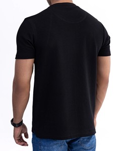 T-shirt streetwear de luxe en jersey mi-lourd 100 % coton, coupe décontractée, épaules tombantes, manches courtes côtelées, couleur noire - Product Image 2