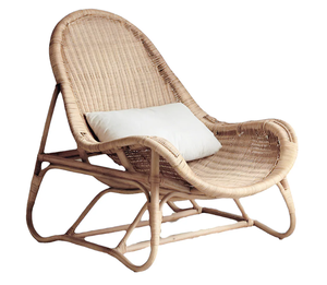Sillón de Ratán Moderno Hecho a Mano con Respaldo Sólido para Muebles de Sala de Estar, Acabado Natural, Estilo Mid-Century - Product Image 2