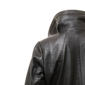 Custom <b>Women</b> Genuine <b>Leather</b> <b>Long</b> Motorcycle <b>Jacket</b> Stand Collar Zipper Closure Full Sleeve Utility Style Windproof Outer wear - Product Image 3