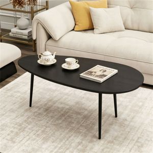 Stylish Black Irregular Shape Coffee <b>Table</b> Heavy Duty Metal Base Oval <b>Sofa</b> <b>Side</b> <b>Table</b> Multifunctional Decor Center <b>Table</b> Marble - Product Image 1