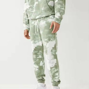 Ensemble de survêtement à capuche camouflage vert pour homme, en molleton respirant, style streetwear décontracté, pour l'automne, 100% coton tricoté, tie-dye - Product Image 3