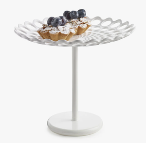 Soporte para Pastel Moderno de Metal Blanco con Patrón Recortado, Soporte Minimalista para Pastel con Recubrimiento de Polvo Blanco, Plato Hueco con Rejilla Cortada con Láser - Product Image 4