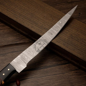 Nouveau couteau à filet en acier Damas avec manche en bois de palissandre, lame de 8 pouces faite à la main, ambidextre, pour la pêche, le camping et la cuisine - Product Image 3