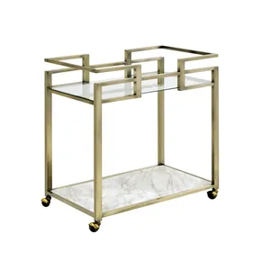 Nouveau chariot de service en métal fait main, chariot roulant de luxe design avec roues pour restaurant, hôtel, bar, décoration de la maison, luxe - Product Image 1
