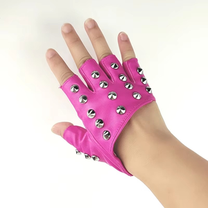 Mitaines en cuir véritable demi-doigts, style gothique punk rock, avec rivets, anti-boulochage, durables, pour hommes et femmes, toutes saisons - Product Image 3