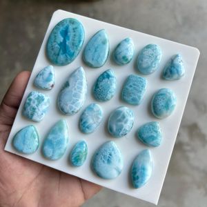 Cabochon de Larimar Naturel Véritable, Pierre Précieuse à Effet Flamme Bleue et Jeu de Couleurs, Pierre Polie, Bijouterie du Rajasthan, Guérison - Product Image 3