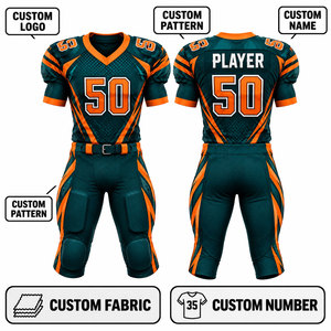 Ensemble de maillots de football américain sublimés personnalisés, col en V, manches courtes, uniforme ajusté respirant pour adulte, numéro 50 - Product Image 2