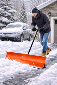 Pousse-neige robuste de 50 pouces avec roues, manche réglable, pelle à neige en acier, outil de déneigement commercial pour allée, ODGWTO003 - Product Image 2