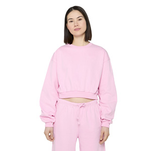Sweat-shirts courts amples et légers brodés pour femmes OEM, à manches longues, couleur unie, style streetwear, collection automne, tissés, en promotion - Product Image 1