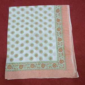 Handcrafted Chanderi Cotton Dupatta Stylish Party Shawl Hand Block Print Leaf Pattern Lightweight Summer - Product Image 4