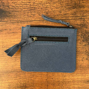 Porte-monnaie personnalisé en cuir suédé véritable gris à point de botte en cuir de vachette occidental Mini portefeuille pour femmes - Product Image 5