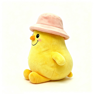 Peluche de limón personalizado con gorro de pescador rosa, peluche de limón con brazos y piernas, almohada de limón suave, juguete de peluche de limón amarillo - Product Image 2