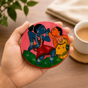 Posavasos de madera hechos a mano y pintados a mano, juego de posavasos de arte popular, tapetes redondos para mesa, para el hogar, cafetería, regalo, decoración, juego de 4. - Product Image 3